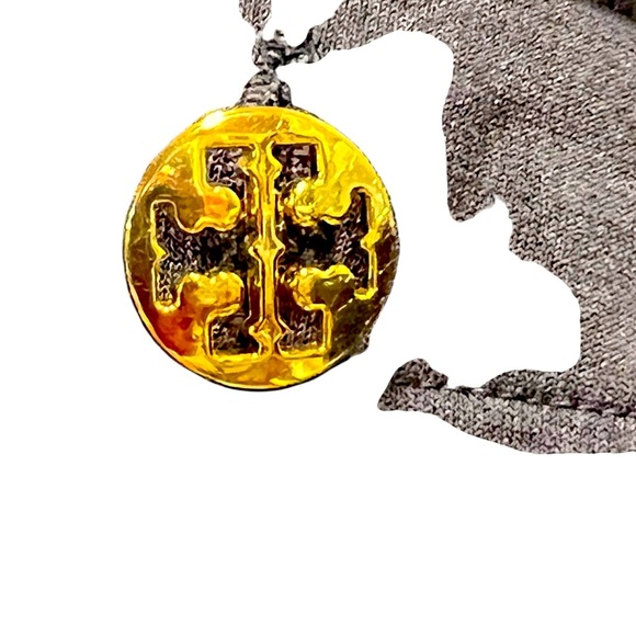 Tory Burch Blue & Black Gold Button Silk Cotton Blend Jersey Dress Size medium - Picture 7 of 13